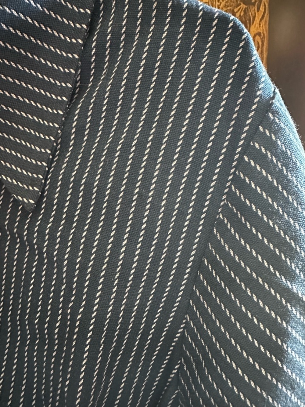 Noble Women’s Navy Pinstripe Utility Zip-Front Dress - Picture 3 of 7